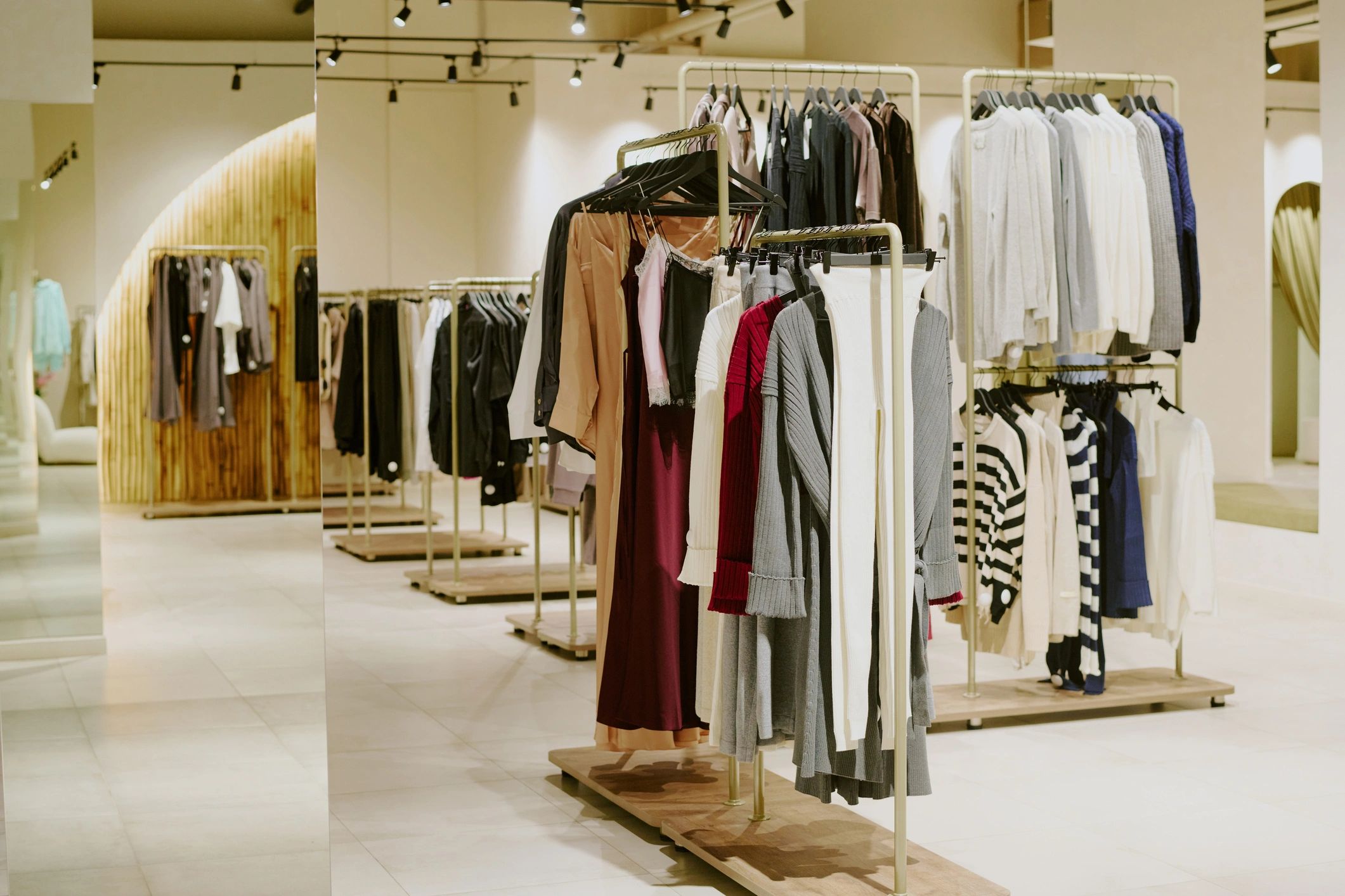 Designer clothing display representing creative apparel design